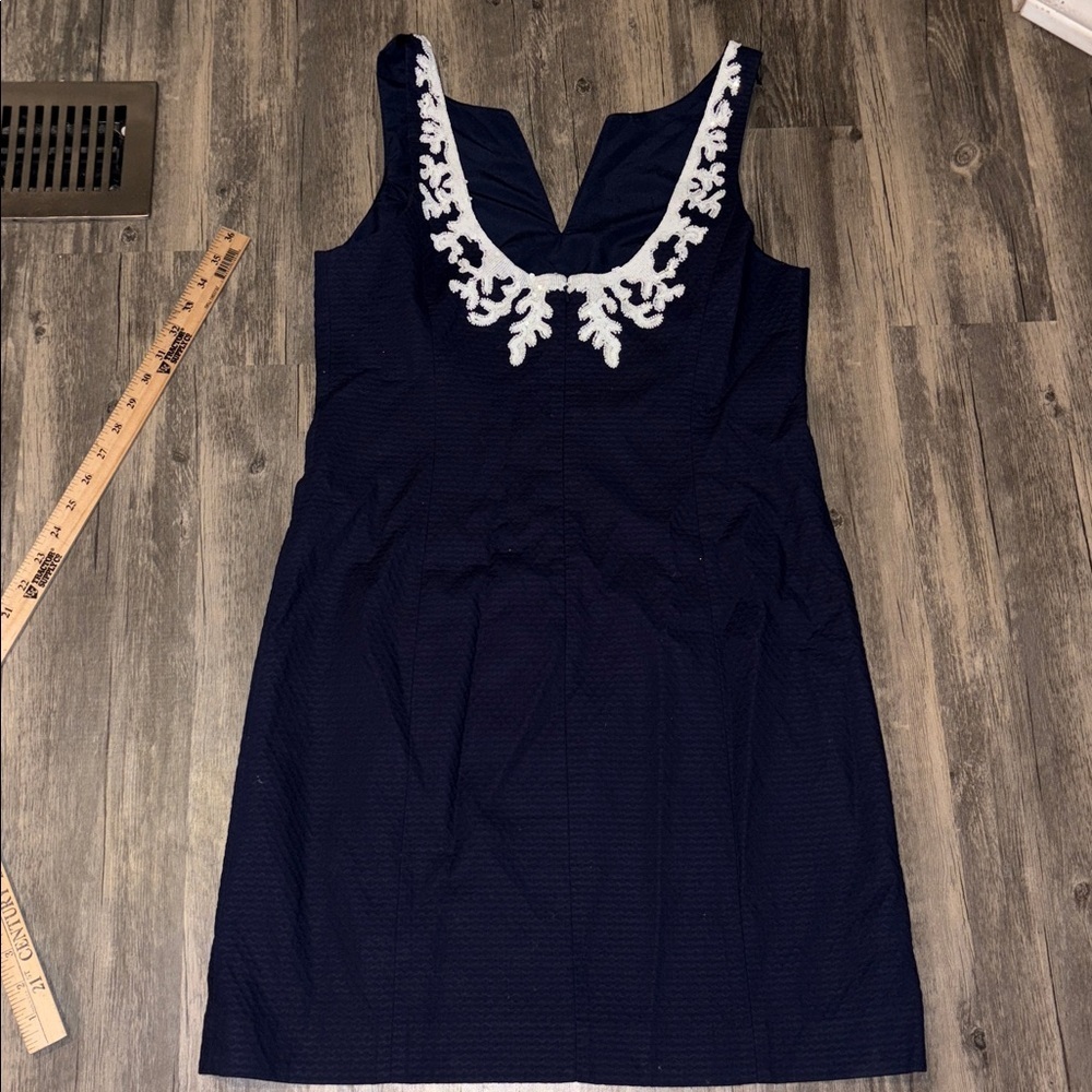 $258 Lilly Pulitzer GABBY SHIFT DRESS True Navy Embellished BEADED SZ 10 - Picture 10 of 11